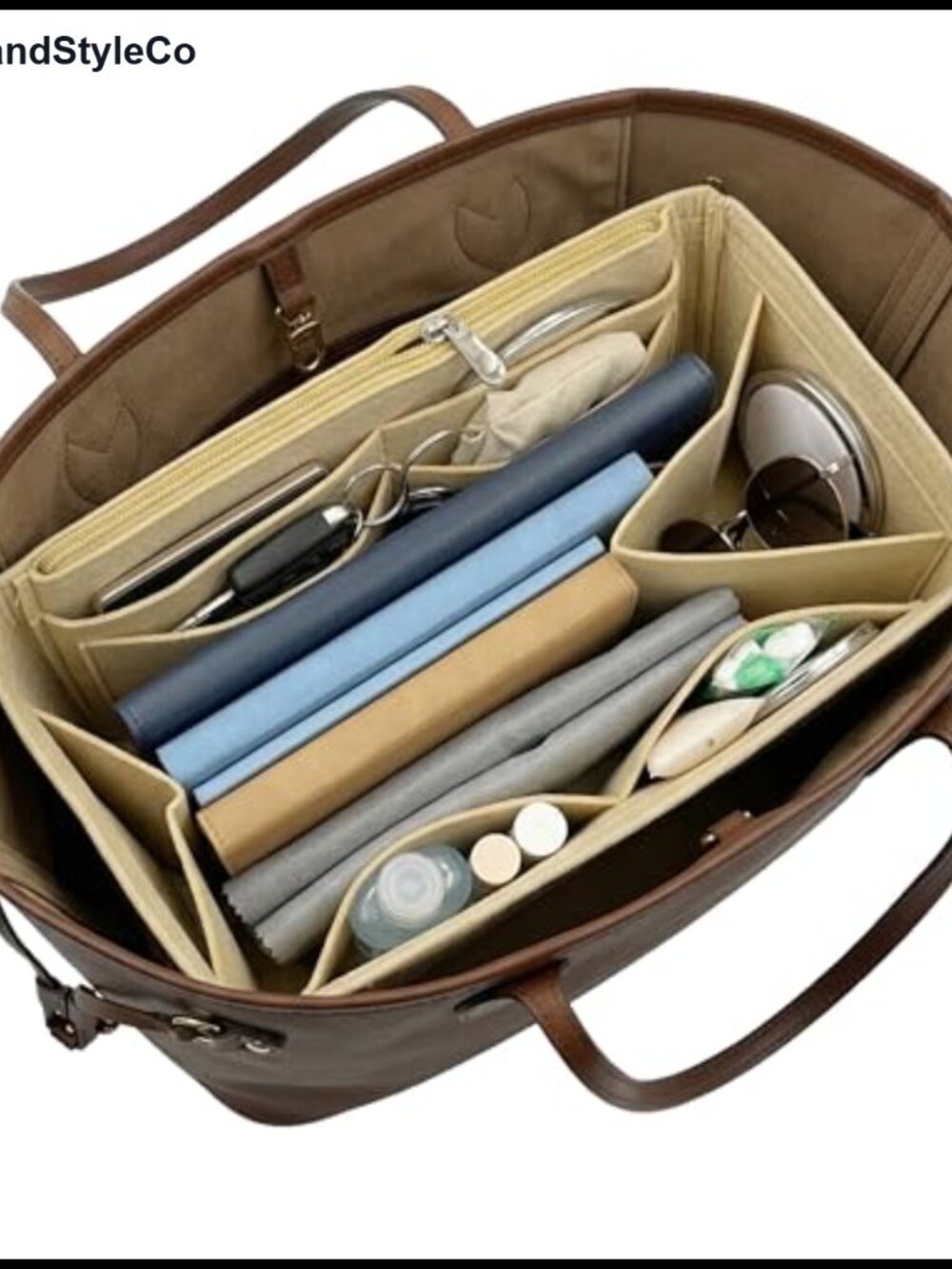 Felt Purse Organizer Insert Lightweight Multi Pocket Handbag Shaper
